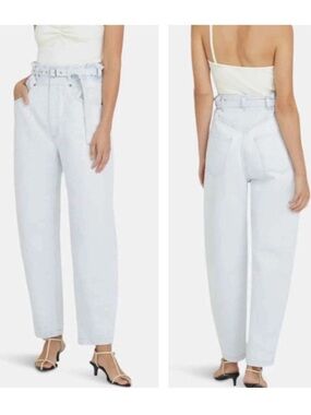 AGOLDE Riya Peg Jeans Paper bag Waist High Rise Belted Light Wash Size 28